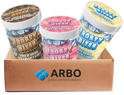 ArBo-Living Sweets – Frosty Bites Mix 3er | Freeze Dried Ice Cream Candy in Schokolade, Vanille & Erdbeere – Crunchy & cremig – Viral Social-Media Trend-Snack für Kinder & Erwachsene