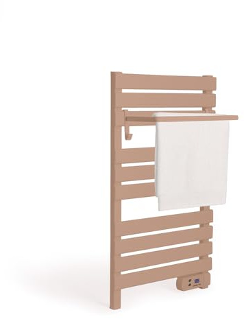 CREATE / WARM Towel 500W / Elektrischer Badheizkörper Mokka mit Regal / 96,9x55x5cm / Für Boden oder Wand, Timer, LCD-Display, geringer Verbrauch