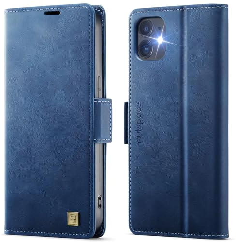 Teeirllim Hülle für iPhone 12/12 Pro Handyhülle, RFID-Blockierung, Premium PU Leder, Kartenfach Klappbar Tasche Flip Case, Klapphülle Schutzhülle für iPhone 12/12 Pro, Blau