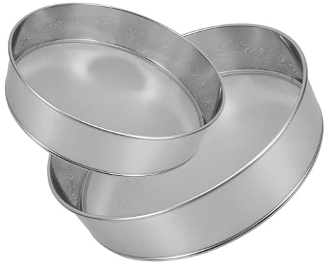 MALUGOGO Stainless Steel Flour Sieve Fine Mesh Strainer Round Sifter for Baking Kitchen Flour Sifter Drum Sieve for Mashed Potato Baking Filter Sugar