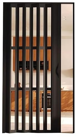 Tenda porta Porta pieghevole, Porta divisoria for interni a soffietto nera, diverse misure, for bagno, cucina, ingresso(80x200cm)