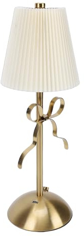 Bewinner Bow Tischlampe, Wiederaufladbare LED-Schreibtischlampe mit Stoffschirm und Touch-Steuerung, Niedliches Dekoratives Nachtlicht für Schlafzimmer, Heimhotel und (YELLOW)