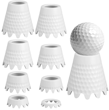 Fukaisu 8stk Golfsimulator-Tees, 8 Größen 1-5cm Höhe Robuste Kunststoff Golf Tees für Indoor und Outdoor Simulator-Übungstraining(Weiß)