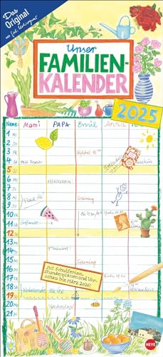 Gabi Kohwagner Unser Familienkalender 2025: Liebevoll illustrierter Kalender für Familien mit handschriftlichen Details. Wandkalender 2025 mit 5 Spalten. (Familienplaner Heye)
