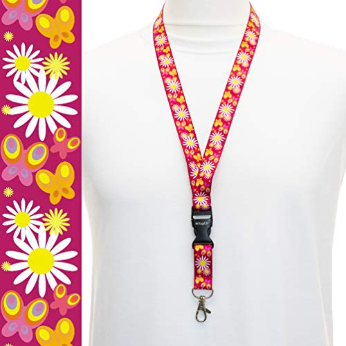 Umhängeband für Ausweishalter, Daisy mit Metall Clip 1 Daisy Rose Red