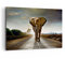 Wandbilder Dekoration Wohnzimmer Elefant Straße Landschaft Bilder auf Leinwand 120x80cm Leinwandbild Schlafzimmer Küche Deko Wand Kunstdruck Art Groß XXL Wanddeko Bild Wall Decor Canvas AA120x80-0214