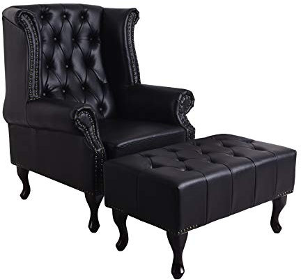 unbekannt Ohrenbackensessel Fernsehsessel Chesterfield Sessel mit Hocker Ohrensessel fha003 Palazzo Exklusiv