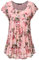 Vafoly Tunika Oberteil Damen,Sommer Freizeit Trendy Kurzarm Urlaub Clothes für Frauen Plus Größe Locker Shirt Bluse Oberteile Pink XL
