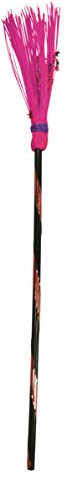 Escoba de bruja 98 cm, color rosa neón