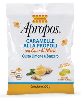 Apropos Caramelle Dure Alla Propoli con Cuor Di Miele Limone e Zenzero, 50g