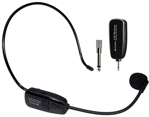 Retekess TT123 Wireless Headset Microphone System, 2.4G, PA system and Amplifier Headset Microphone, Rechargeable, for Voice Amplifier, Teaching, Fitness Tutoring