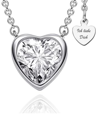 Herzkette Silber 925 Halskette Damen Kette *Ich liebe Dich* Silberkette Herz-Anhänger besondere Schmuck Geschenke zum Geburtstag Hochzeitstag Jahrestag Geschenkideen für Mama Frauen Freundin Sie