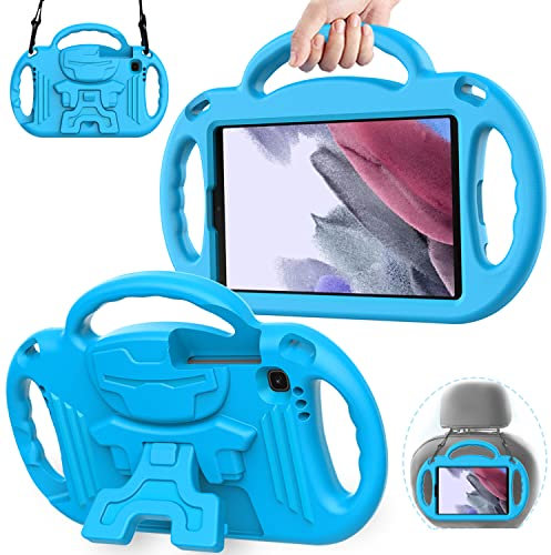 AVAWO Funda infantil para Samsung Galaxy Tab A7 Lite de 8.7 pulgadas 2021/A9 8.7 2023, con correa, soporte ligero a prueba de golpes 2021 (SM-T220/T225/T227)/2023(SM-X110/X115/X117), color azul