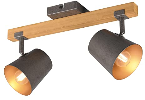 Trio Leuchten Deckenleuchte Bell 801900267, Metall Nickel antik, Holz, exkl. 2x E14