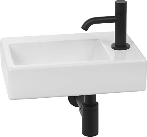 Clou Flush 2 Komplett Waschbecken-Set rechts Weiß/Schwarz