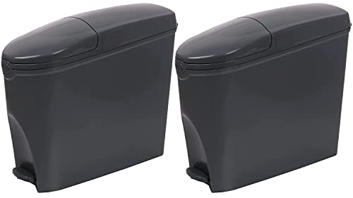 Pro-Kleen Sanitary Bin 20L Slimline Washrooms Toilets Hygienic Disposal Pedal Container Bins for Female Ladies And Baby Hygiene Products - 2 x 20 litres Bins (Dark Grey)