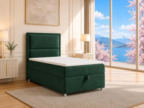 Best For Home Boxspringbett Trinity k-11 mit 7-Zonen Bonell-Federkernmatratze | Boxspringbett 80x200 | Boxsprintbett mit Matratze Und Stauraum | Polsterbett 80x200 - Lieferung bis Bordsteinkante