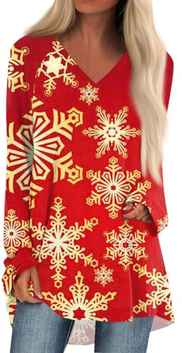 Sweat Femme Oversize Tee Shirt Femme Enceinte Rigolo Blouse De Noel Femme Xmas Tenue De Fête Femme Hooodie Chemise Femme Asymetrique Tee Shirt Temps des Cerises Femme Chemise A Carreau