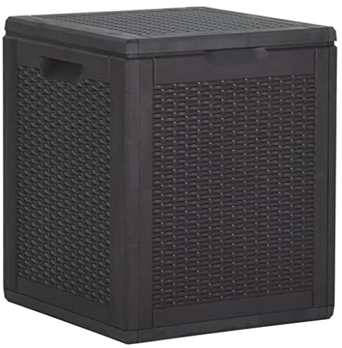 Tino Tech Aufbewahrungsbox in 100% PP (Polypropylen) in Rattan-Optik 43x44x51 cm 90 L Schwarz Gartenboxen Balkontruhen Gartenallzwecktruhe Spielzeugbox Outdoor Allzwecktruhe Outdoor