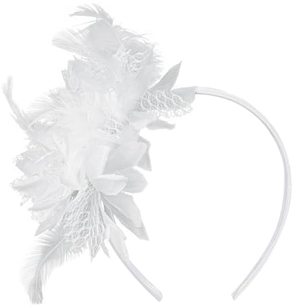 MWOOT Bandeau Plumes de Fleur Artificielle, Années 1920 Fascinateur Plumes pour Femmes, Vintage Serre Tete Plumes Blanc, 1920S Accessoires Cheveux pour Cocktail Mariage Goûter Décoration