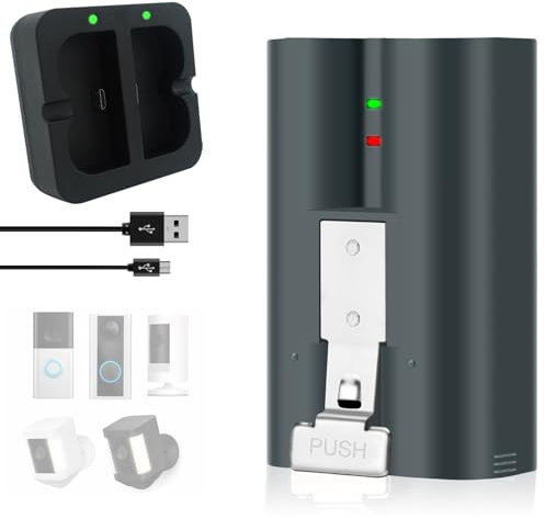 Battery for Ring Doorbell 2/3/4/3Plus,6040mAh Quick Release Battery and Charger Hub for Stick Up Cam battery (2nd/3 Gen),Spotlight Camera,Solar Floodlight,Peephole Cam (Battery 1Pcs + Charger)