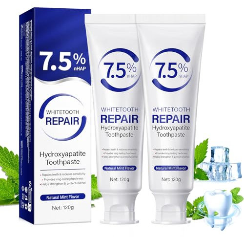 2Pcs Hydroxyapatite Toothpaste, 7.5 Hydroxyapatite Toothpastes for Enamel Repair Toothpaste Protection, Fluoride-Free Formula with Gentle Mint, for Sensitive Teeth, Fresh Breath, Maintains Oral Health