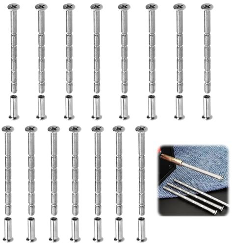 Lot de 15 vis de poignée de porte M4, vis de connexion avec manchons, vis de connexion pour la fixation de poignées de porte, de tiroirs et d'armoires