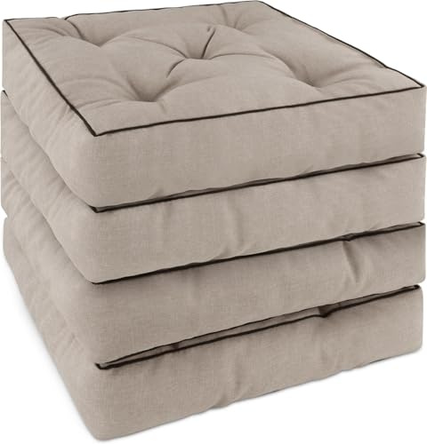 normani 2, 4, 6 oder 8 Stuhlkissen Stuhlpolster Stuhlauflagen Sitzkissen mit weicher Füllung - Made in Europe Beige 50 cm x 50 cm x 10 cm