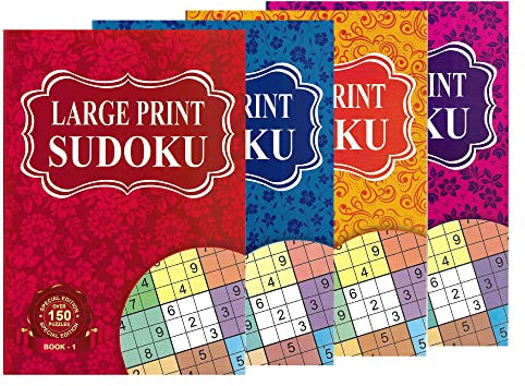 WF Graham Large Print A5 Sudoku Puzzle Books for Adults and Teens - Pack of 4 Sudoku Activity Book Set with over 150 Puzzles Each