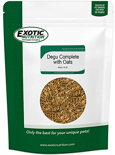 Exotic Nutrition Degu Diet (18lb) - Nutritionally Complete Healthy Pellet Diet with Whole Oats - for Domesticated Pet Degus
