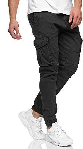 Indicode Herren Alex Cargohose aus Baumwolle mit 6 Taschen | Cargo Chino Hose f. Männer Black, XL