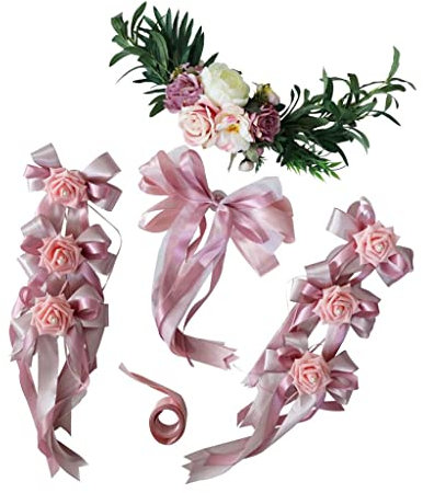 F Fityle Décoration de Voiture Mariage Guirlande Voiture de Mariage Fleurs Artificielles pour Décoration de Mariage-Diverses Couleurs, Rose poussiéreux