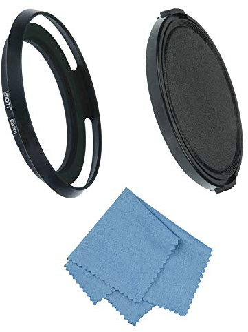 SIOTI 62mm Lens Hood, Oxidation Matte Anti Reflective Treatment, Aluminum Alloy, with 1 * 77mm Lens Cap, Compatible with Sony/Canon/Nikon/Fuji etc >24mm Camera Lens