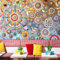 Vintage en trois dimensions couleur de papier peint de papier peint style ethnique boutique marocaine style ethnique bohème ongles Papier Peint 3D Faux Cuir Vinyle Mural Chambre Salle-250cm×170cm