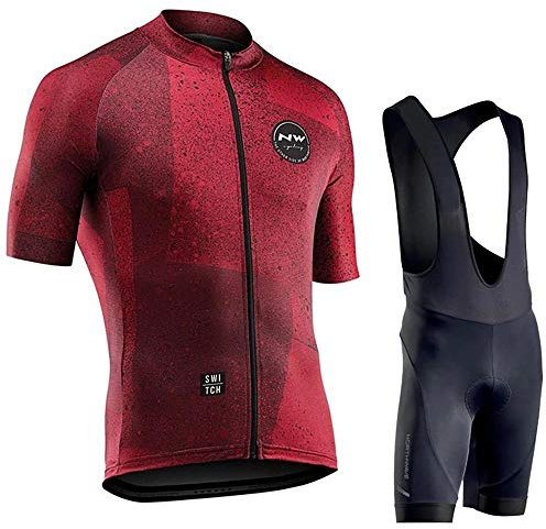 Moxilyn Ropa de Ciclismo Para Hombre Traje de Bicicleta Conjunto de Verano Top + Bib Shorts Acolchados, Almohadilla de Asiento de Gel 9D Para Montar En Bicicleta Conjunto Cómodo y De Secado Rápido