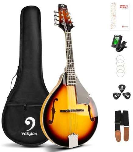 Vangoa Acoustique Mandoline Instrument 8 cordes A Style avec Kits pour Débutants Étudiants Enfants Adultes, Sunburst