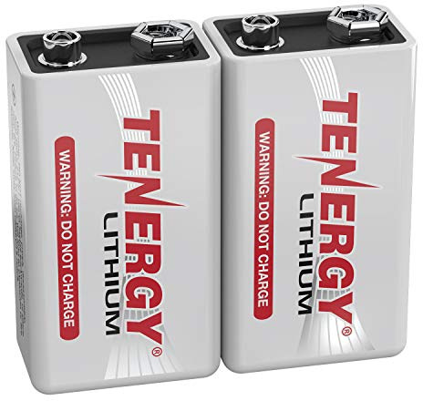 Tenergy 9V Lithium Batteries, 1200mah Non-Rechargeable Batteries, 10 Years Shelf Life Lithium 9 Volt Batteries, 2 Pack
