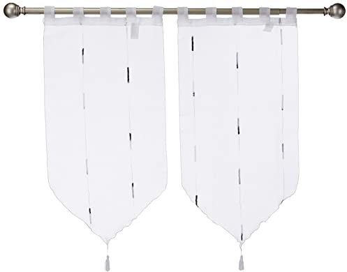 Douceur d'Intérieur Paire Pompon Passants 2 X 45 X 90 Cm Voile Sable Fils Chenille Chenilla Gris 1626506