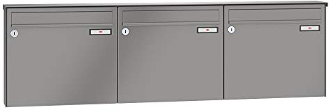 RENZ/Basic B / 3er Aufputz-Briefkastenanlage Wand-Briefkasten/RAL-Farbe 9007 Volumen 12 L/Dein-Briefkasten.de
