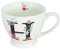 G Decor White Floral, 350ml, Alphabet A-Z Ceramic Tea Coffee XL Cup Mug, Novelty Drinkware for Morning or Evening Drink (H)
