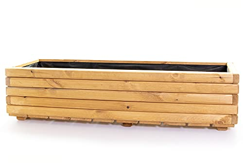 HolzFee Pflanzkasten Akzent 120 Kiefer hell geölt 118 x 40 x 30 cm Holz Hochbeet