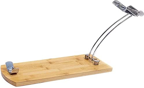 Fackelmann Jamonero Plegable de Bambú, Jamonera para Paletilla o Jamón, Diseño fresco, Base de Madera de Bambú y Soporte de Acero Cromado, 37 x 16 cm, 1 Unidad