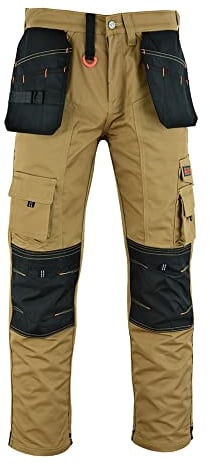 WrightFits Pantalones resistentes cargo de trabajo Apache con múltiples bolsillos, bolsillos, rodilleras de Apache para hombre