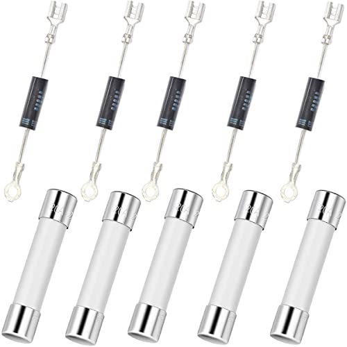 Youmile 5 pièces CL01-12 Four à micro-ondes Cuisinière à induction Redresseur à diode haute tension + 5 pièces Fusible micro-ondes Tube en céramique 20 A 250 V Fusible 6 x 30 mm