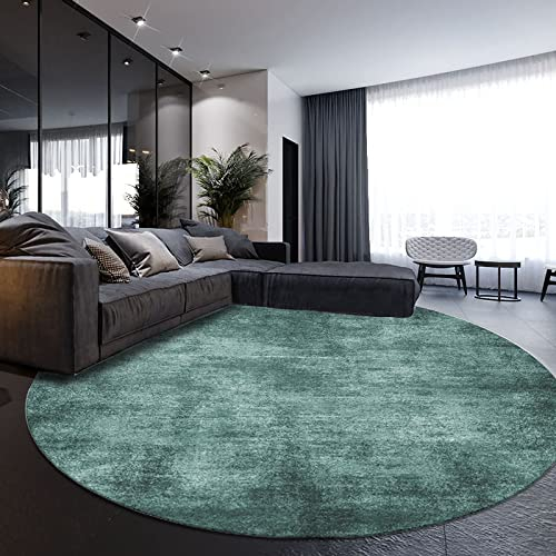 Kurzflor Teppich Wohnzimmer Teppich Dunkelgrün Non-Shedding für Schlafzimmer, Spielzimmer 180x180cm Round