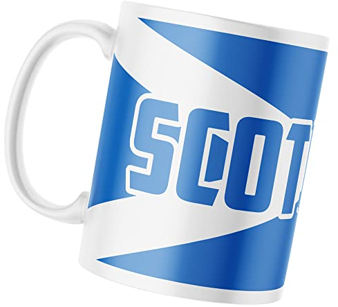 Purple Print House Scotland Flag Mug, Scottish Footy Rugby Coffee Cup, Flag Mugs For Football Fans, Football Mug For Scottish Men Women Kids, One Size, White