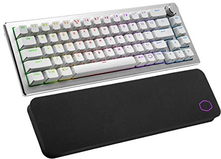 Cooler Master CK721 CK-721-SKTM1-US Clavier de jeu mécanique sans fil hybride 65 % sans fil 2,4 GHz/Bluetooth argenté/blanc, commutateurs marron tactiles, RVB personnalisable, design ergonomique,