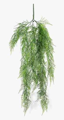 artplants.de Deko Asparagus Plumosus Hänger ALRISCHA, Steckstab, 75cm - Künstliche hängende Pflanze