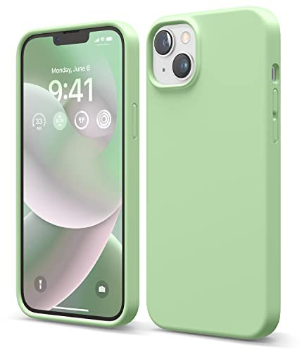 elago Liquid Silicone Case Compatible with iPhone 14 Plus Case (6.7), Premium Silicone, Full Body Protection - 4 Layer Shockproof Phone Cover, Anti-Scratch Soft Microfiber Lining (Pastel Green)