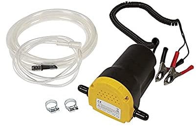 ZONADAH 12V 60W Oil Pump Set Oil Change Extractor Diesel/Oil Fluid Transfer Pump Suction Pump with Pipes & Recoil DC Cable Alligator Clips for Trucks Boats Cars Rv Generators
